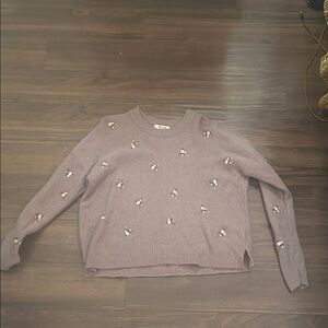 Madewell Purple Sweater with Floral Details